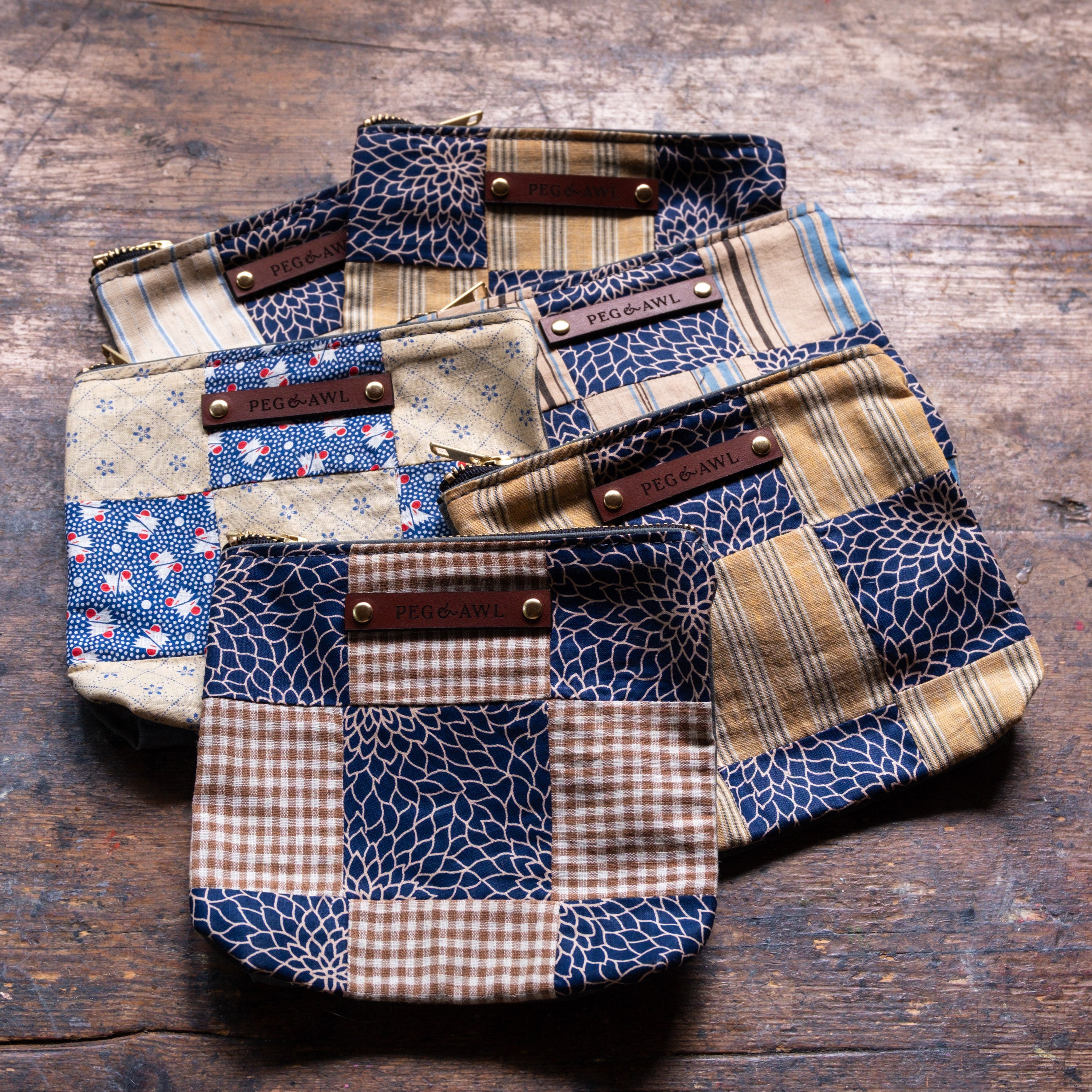 Pouch with Early 1800s Orphan Squares: Ruby