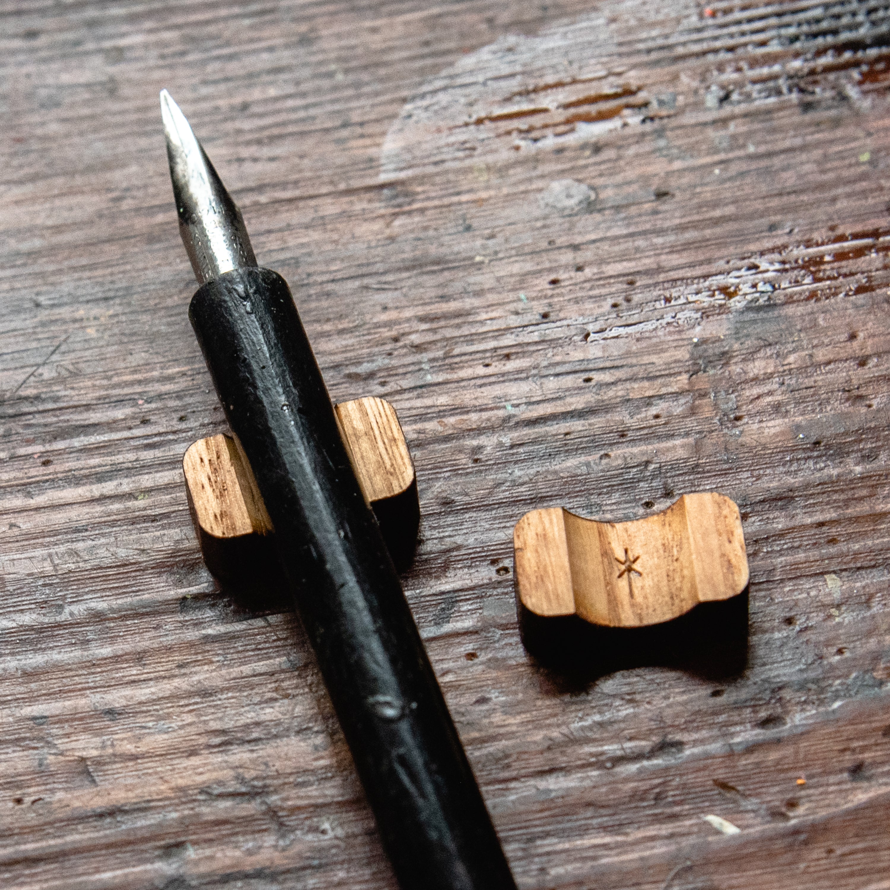 Brush Rest Trio made from Reclaimed American Chestnut